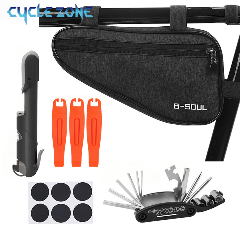 Cycling Gear Storage - Kit Riparazione Bici con Borsa Portaoggetti,